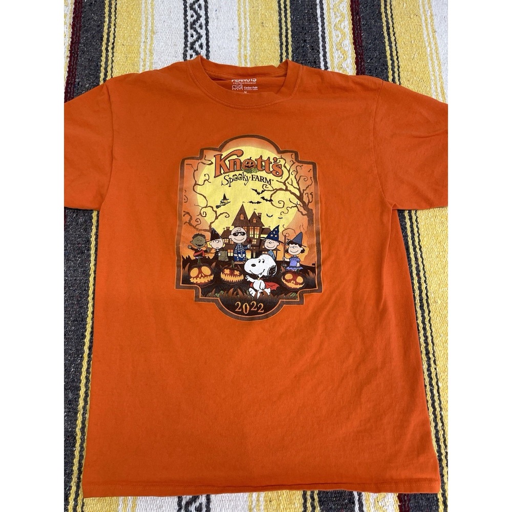 Knotts Spooky Farm Snoopy Halloween 2022 Unisex Orange Youth T Shirt Size M